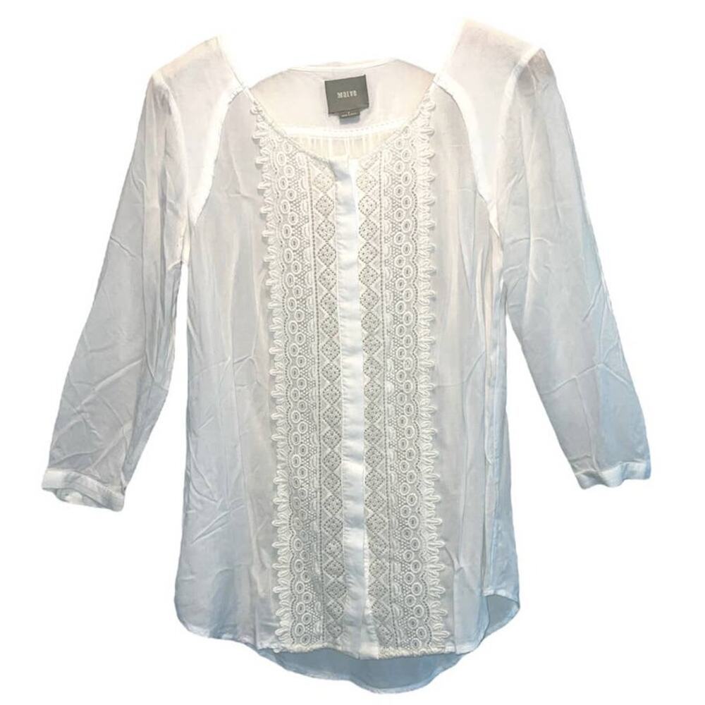 Anthropologie Maeve Ivory Crescent Street Crochet Blouse size 4